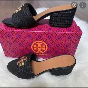 TORY BURCH 数限定2022春夏ARENA EVERLY RAFFIA BLOCK HEEL Tory Burch Size 37.5 Everly Raffia Block Sandal Slide